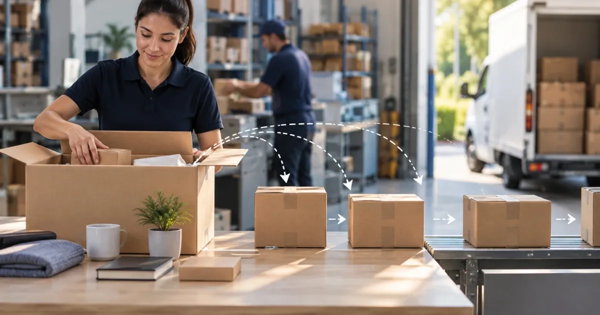 Vista de un pedido ecommerce dividido en varios envíos con productos, estados y fechas de entrega diferenciados.