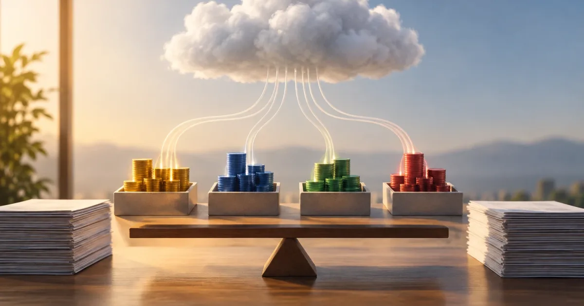 Equipos de tecnología y finanzas comparan un informe de costes cloud para decidir cómo atribuir el gasto compartido.