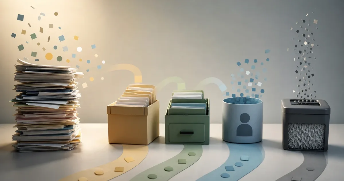 Team überprüft eine Matrix zur Aufbewahrung und Löschung von Daten in einem digitalen Produkt.